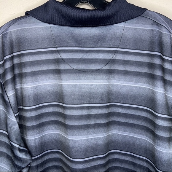 Large Grand Slam Grey Black Striped Polo Shirt Golf Athletic Activewear - Picture 5 of 9